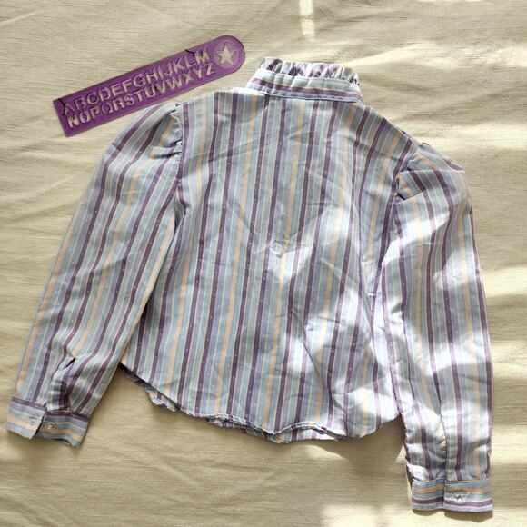 Vintage Mock Neck Striped Girls Shirt 4t - Picture 7 of 9